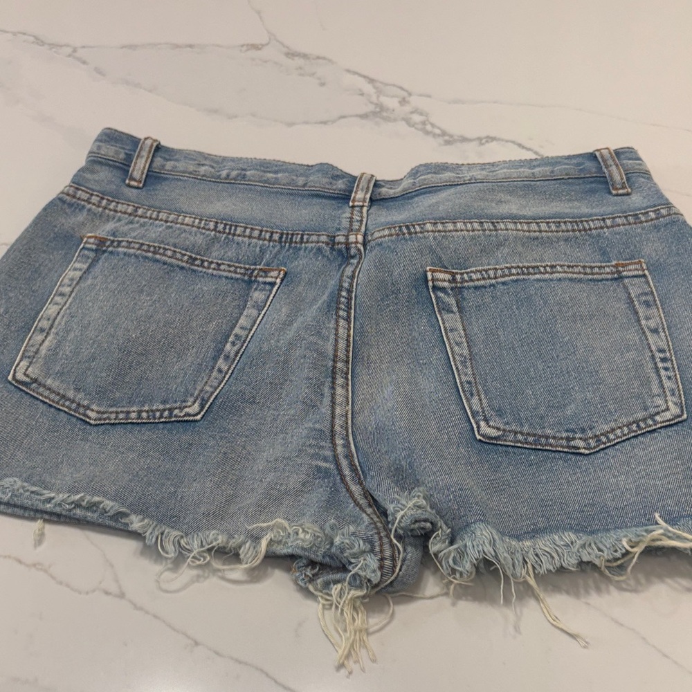 Signature8 Light Blue Frayed Hem Jean Shorts 100%cotton - Picture 2 of 16